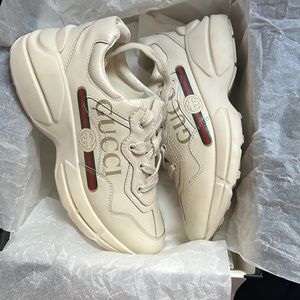 CHILDREN GUCCI LOGO LEATHER SNEAKER